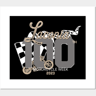 100th Anniversary Laconia Motorcycle Week New Hampshire - finish line white Posters and Art